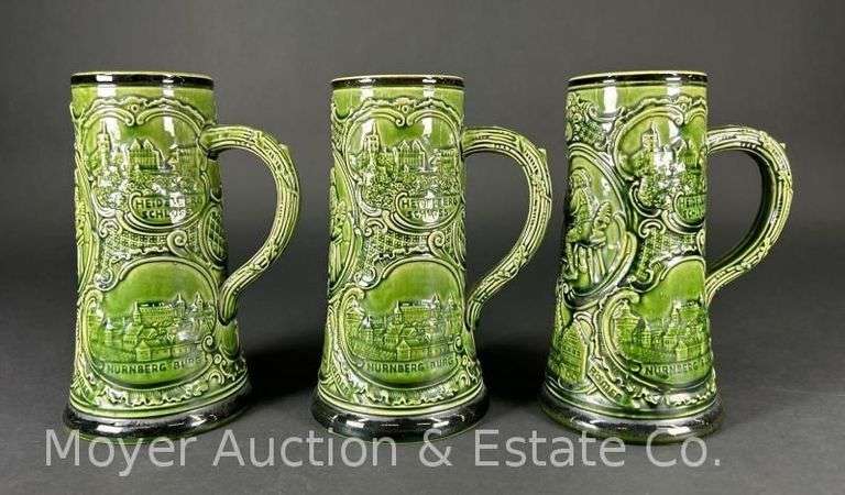 (3) Marzi & Remy  German Stoneware Beer Steins, 7.5"h image