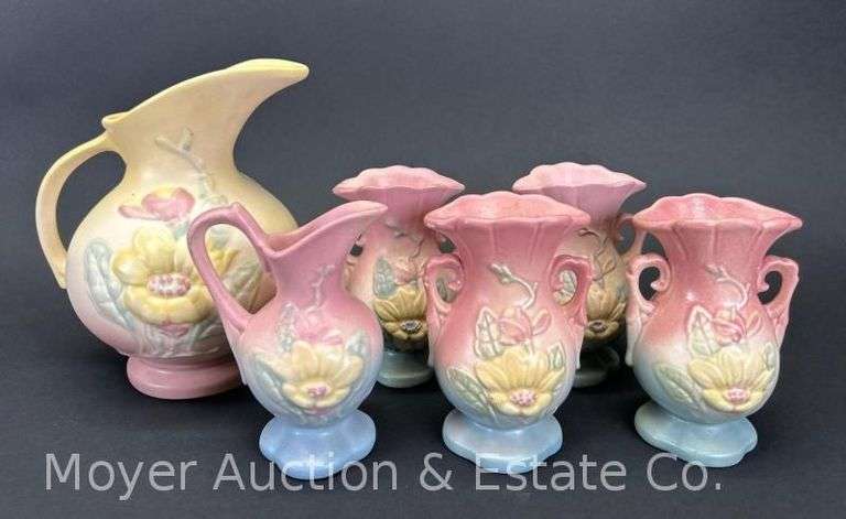 (6) Hull Pottery Vases and Pitchers, 5"-7.25"h image