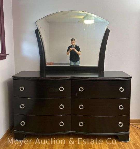 6 Drawer Dresser with Mirror, Dresser is 63"x17"x35"h, Mirror is 38"x46"