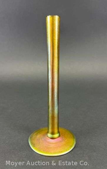 Steuben Gold Aurene Bud Vase, Shape #2556, Signed on Bottom, 6"h image