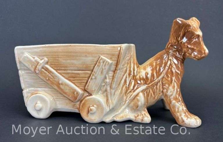McCoy Pottery Dog and Cart Planter, 8"w image