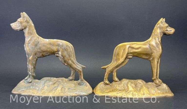 Pair of Brass Dog Bookends, HEAVY, 8"h image