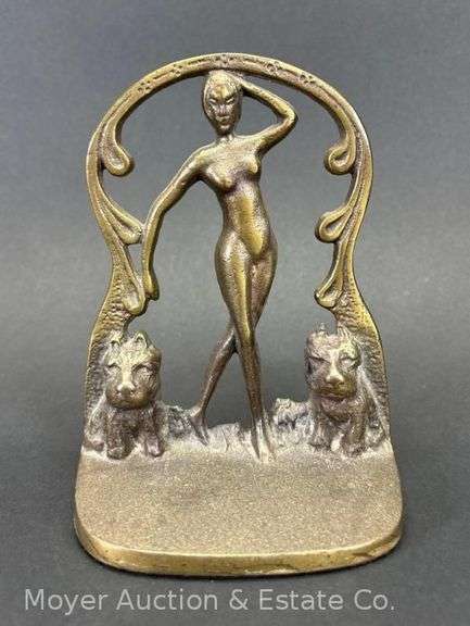 Cast Iron Art Deco Style Doorstop of Woman, 6"h image