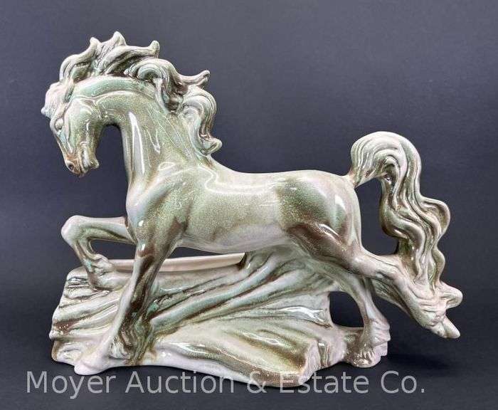 Vintage Ceramic Horse Planter, Unmarked, 13"w x 10.5"h image