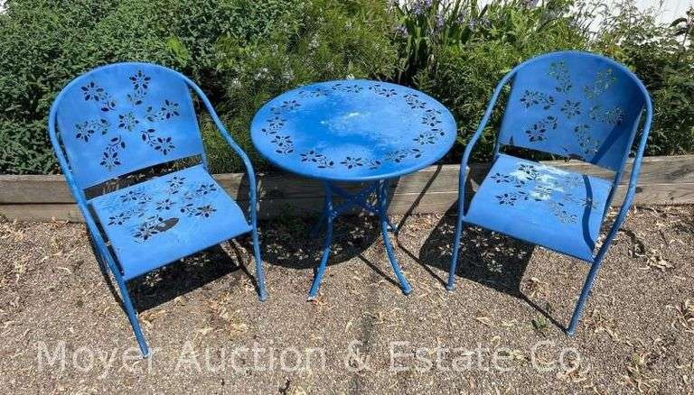 (3) Piece Metal Patio Set, Table is 30"w