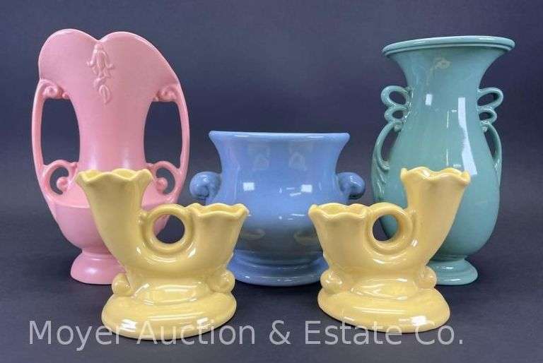 Group of Abingdon Pottery Vases and Candlesticks, 4"-8.5"h image