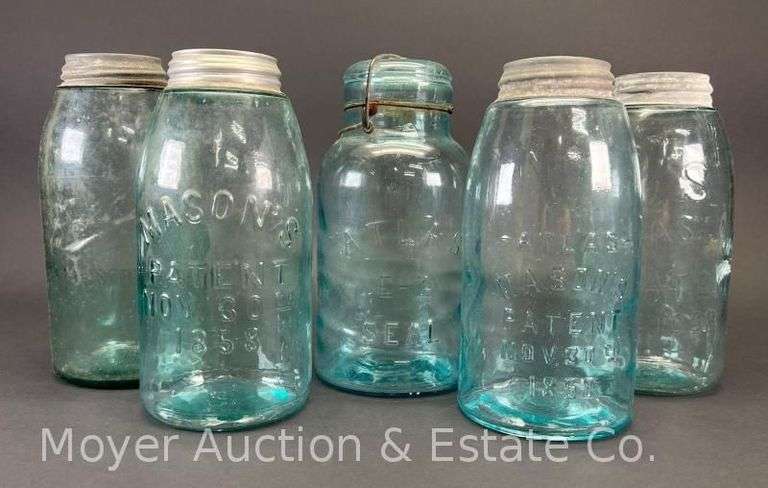 (5) Half Gallon Canning Jars, with Lids, Mason, Ball, and Atlas image