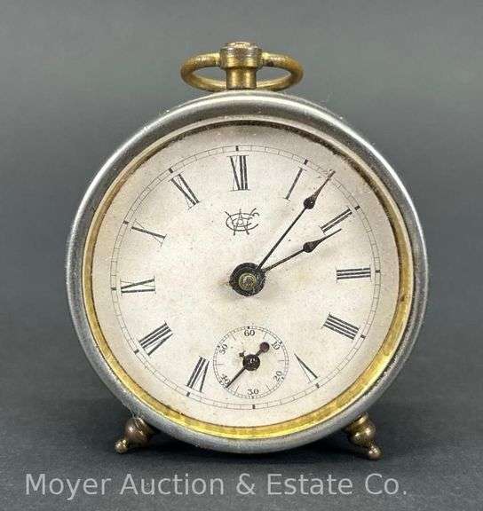 Antique Waterbury Clock Co. Miniature Alarm Clock, 2"w image