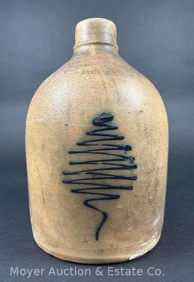 One-Gallon N.A. White & Sons Stoneware Jug, with Cobalt Design, 11"h x 7"w image