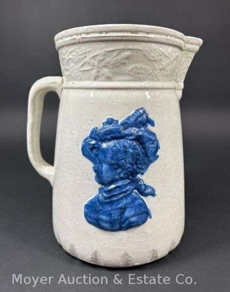 Stoneware Pitcher, with Designs of Women, 9.5"h image