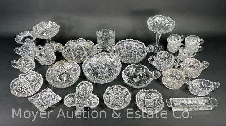 Group of Asst. Cut Glass Cream and Sugars, Serving Bowls, Etc. image