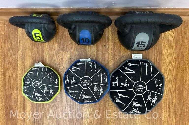 Group of Kettlebells and Weights, 5lb-15lb
