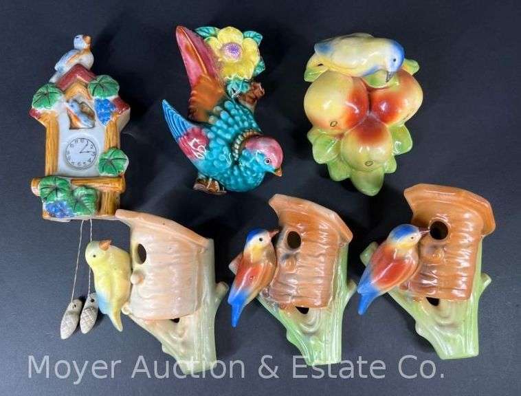 (6) Bird Wall Pockets, Asst. Styles, Ceramic, Approx. 5"h image