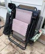 Group of Folding Patio Lounge Chairs, See Photos for Condition and Fading