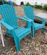 Pair of Poly Adirondack Chairs with Other Patio Chairs
