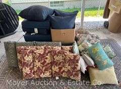 Group of Asst. Patio Cushions and Throw Pillows