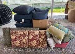 Group of Asst. Patio Cushions and Throw Pillows