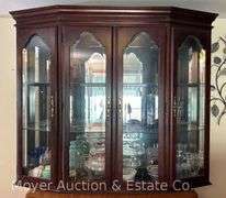 American Drew China Cabinet, Lighted Interior, Mirrored Back, 64"x19"x81"h Overall
