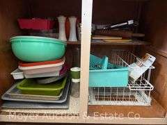 Contents of Kitchen, Dishes, Tupperware, Flatware, Cooking Utensils, Serving-ware, Etc.