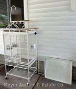 Metal Birdcage, White, 28"x22"x79"h Overall