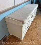 4 Drawer Storage Bench, with Cushion, 54"x16"x21"h