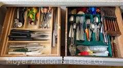 Contents of Kitchen, Dishes, Tupperware, Flatware, Cooking Utensils, Serving-ware, Etc.