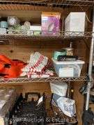 Contents of Basement Shelves, Household, Cleaning, Canning Jars, Tools, Etc.
