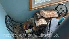 Firewood Storage Rack with Firewood, Metal, 52"w