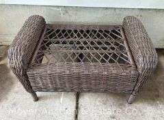 Poly Wicker Ottoman, 30"w