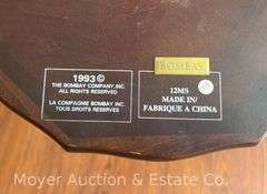 Bombay Stand with Leather Pie-crust Top, good condition, 13" wide top, 19"h