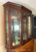 American Drew China Cabinet, Lighted Interior, Mirrored Back, 64"x19"x81"h Overall