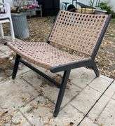 Patio Side Chair, Poly Wicker Seat and Back with Metal Frame, 24"w