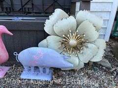 Group of Metal Garden Decor