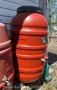 Red Poly Rain Barrel, 42"h