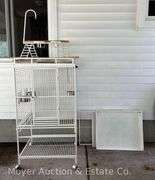 Metal Birdcage, White, 28"x22"x79"h Overall