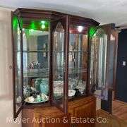 American Drew China Cabinet, Lighted Interior, Mirrored Back, 64"x19"x81"h Overall