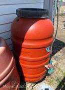 Red Poly Rain Barrel, 42"h