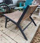 Patio Side Chair, Poly Wicker Seat and Back with Metal Frame, 24"w