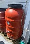 Red Poly Rain Barrel, 42"h