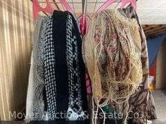 Group of Ladies Coats, Scarves, Etc., Most Size Large
