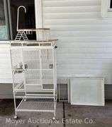 Metal Birdcage, White, 28"x22"x79"h Overall