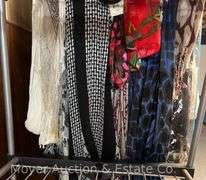 Group of Ladies Coats, Scarves, Etc., Most Size Large
