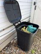 Black Flip Top Garbage Can, 32"h
