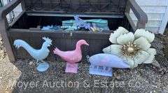 Group of Metal Garden Decor