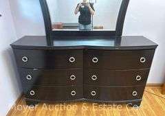 6 Drawer Dresser with Mirror, Dresser is 63"x17"x35"h, Mirror is 38"x46"