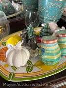 Contents of China Cabinet: Figural Salt and Pepper Shakers, Serving-ware, Etc.