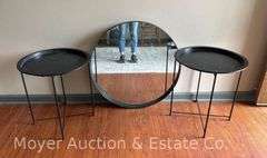 Metal Frame Wall Mirror with 2 Side Tables