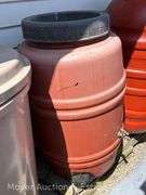 Red Poly Rain Barrel, 36"h