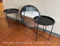 Metal Frame Wall Mirror with 2 Side Tables