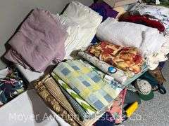 Group of Sheets, Bedding, Towels, Purses, Etc.
